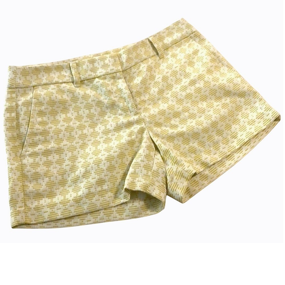 LOFT‎ Riviera Shorts Yellow White Geometric Print Size 2
